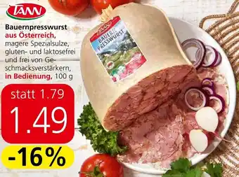 Spar Bauernpresswurst aus Österreich, in Bedienung, 100 g Angebot