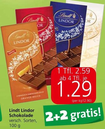 Spar Lindt Lindor Schokolade versch. Sorten, 100 g Angebot