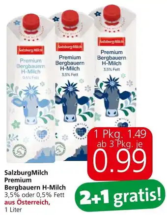 Spar Salzburg Milch Premium Bergbauern H-Milch 0,5% Fett 1 Liter Angebot