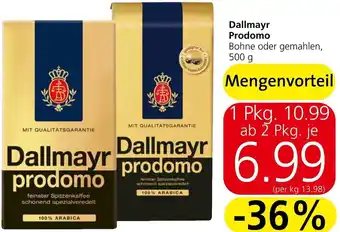 Spar Dallmayr Prodomo Bohne oder genahlen 500 g Angebot