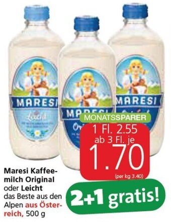 Spar Maresi Kaffee-milch Original oder Leicht das Beste aus den Alpen aus Öster-reich, 500 g Angebot