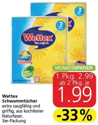 Spar Wettex Schwammtücher extra saugfähig und griffig, aus kochfester Naturfaser, 3er-Packung Angebot