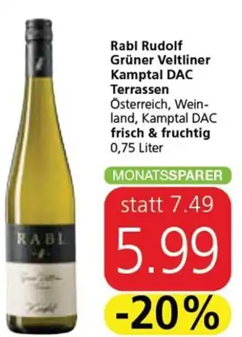 Spar Rabl Rudolf Grüner Veltliner Kamptal DAC Terrassen Österreich, Wein-land, Kamptal DAC frisch & fruchtig 0,75 Liter Angebot