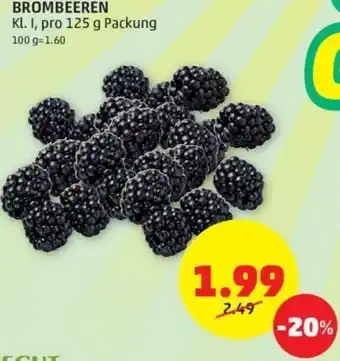 PENNY BROMBEEREN Kl. I, pro 125 g Packung 100 g=1.60 Angebot