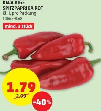 PENNY KNACKIGE SPITZPAPRIKA ROT Kl. I, pro Packung Angebot