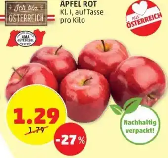 PENNY ÄPFEL ROT Kl. I, auf Tasse pro Kilo Angebot