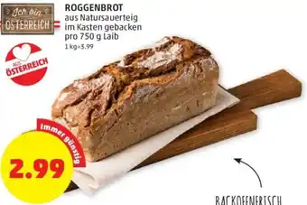 PENNY ROGGENBROT aus Natursauerteig im Kasten gebacken pro 750 g Laib Angebot