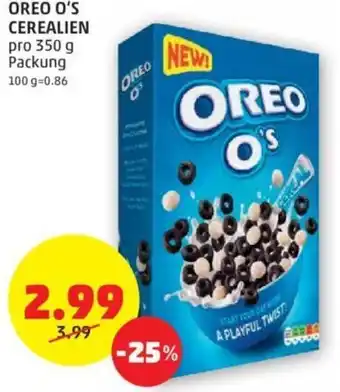 PENNY OREO O'S CEREALIEN pro 350 g Packung 100 g=0.86 Angebot