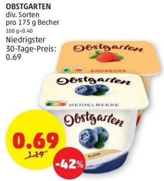 PENNY OBSTGARTEN div. Sorten pro 175 g Becher Angebot