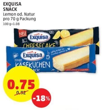 PENNY EXQUISA SNACK Lemon od. Natur pro 70 g Packung Angebot