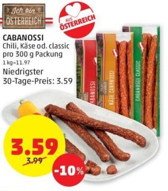 PENNY CABANOSSI Chili, Käse od. classic pro 300 g Packung Angebot