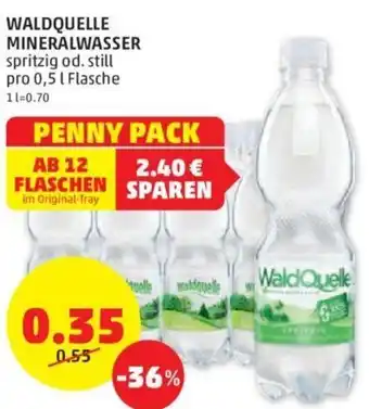 PENNY WALDQUELLE MINERALWASSER spritzig od. still pro 0,5 1 Flasche Angebot