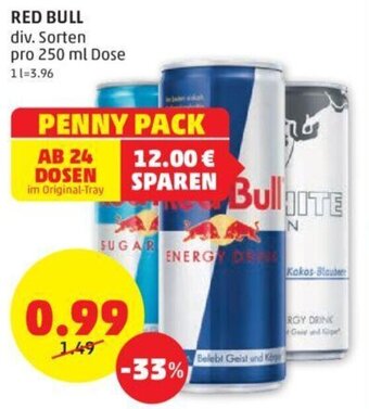 PENNY RED BULL div. Sorten pro 250 ml Dose Angebot