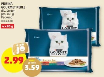 PENNY PURINA GOURMET PERLE div. Sorten pro 340 g Packung Angebot