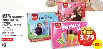 PENNY ESKIMO ERDBEER COMBINO**, FAMILY MIX* od. FROZEN* pro 292 ml-467 ml Packung Angebot