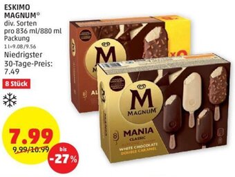 PENNY ESKIMO MAGNUM* div. Sorten pro 836 ml/880 ml Packung Angebot