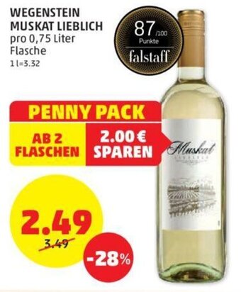 PENNY WEGENSTEIN MUSKAT LIEBLICH pro 0,75 Liter Flasche Angebot