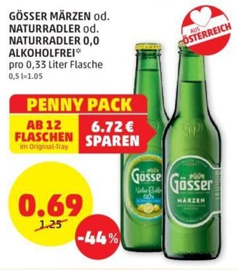 PENNY GÖSSER MÄRZEN od. NATURRADLER od. NATURRADLER 0,0 ALKOHOLFREI* pro 0,33 liter Flasche Angebot