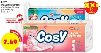 PENNY COSY TOILETTENPAPIER* div. Sorten, 3-lagig pro Packung Angebot