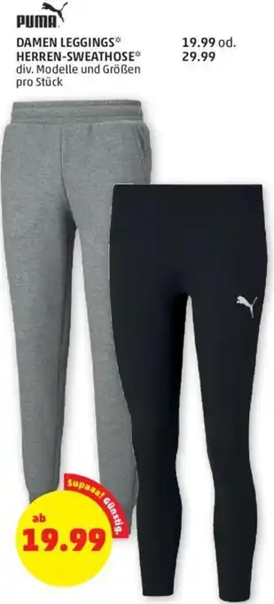 PENNY PUMA DAMEN LEGGINGS* HERREN-SWEATHOSE** div. Modelle und Größen pro Stück Angebot