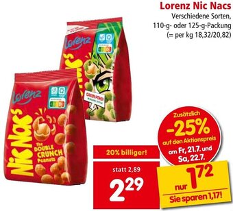 Interspar Lorenz Nic Nacs Verschiedene Sorten, 110-g- oder 125-g-Packung Angebot