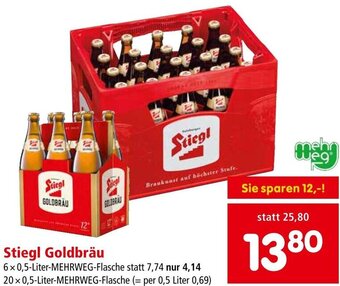 Interspar Stiegl Goldbräu 6 x 0,5-Liter-MEHRWEG-Flasche Angebot