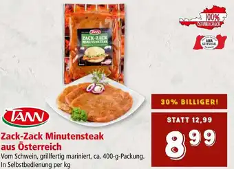 Interspar Zack-Zack Minutensteak aus Österreich Vom Schwein, grillfertig mariniert, ca. 400-g-Packung. In Selbstbedienung per kg Angebot
