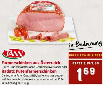 Interspar Farmerschinken aus Österreich Gluten- und laktosefrei, ohne Geschmacksverstärker oder Radatz Putenfarmerschinken per 100 g Angebot
