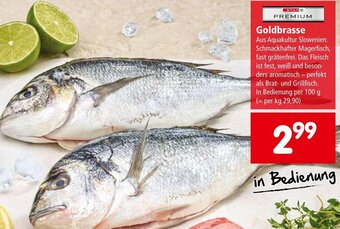 Interspar Goldbrasse. In Bedienung per 100 g Angebot