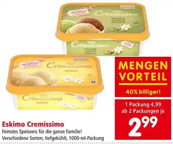 Interspar Eskimo Cremissimo Feinstes Speiseeis für die ganze Familie! Verschiedene Sorten, tiefgekühlt, 1000-ml-Packung Angebot
