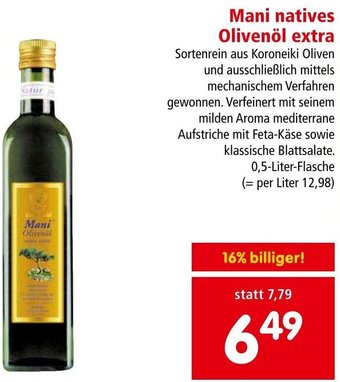 Interspar Mani natives Olivenöl extra 0,5-Liter-Flasche Angebot