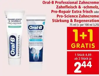 Interspar Oral-B Professional Zahncreme Pro-Repair Extra frisch oder Pro-Science Zahncreme Stärkung & Regeneration 75 ml Angebot