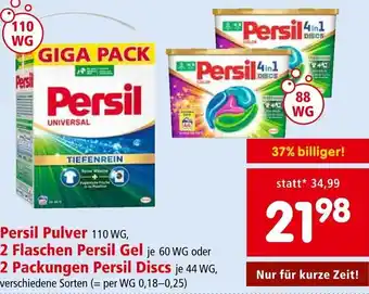 Interspar Persil Pulver 110 WG, 2 Flaschen Per2 Packungen Persil Discs je 44 WG, verschiedene Sorten (= per WG 0,18-0,25) Angebot