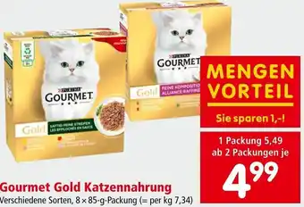 Interspar Gourmet Gold Katzennahrung Verschiedene Sorten, 8 x 85-g-Packung Angebot