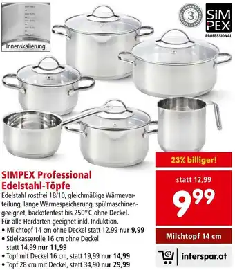 Interspar SIMPEX Professional Edelstahl-Töpfe Milchtopf 14 cm Angebot
