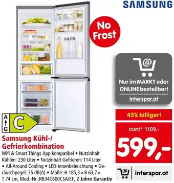 Interspar Samsung Kühl-/ Gefrierkombination Angebot