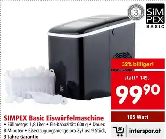 Interspar SIMPEX Basic Eiswürfelmaschine 105 Watt Angebot