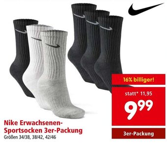 Interspar Nike Erwachsenen- Sportsocken 3er-Packung Angebot