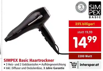 Interspar SIMPEX Basic Haartrockner 2200 Watt Angebot