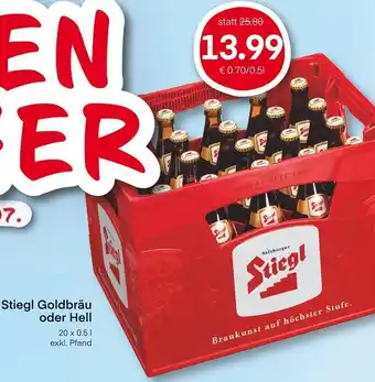 MPreis Stiegl Goldbräu oder Hell 20 x 0.5 1 exkl. Pfand. Angebot
