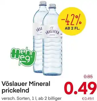 MPreis Vöslauer Mineral prickelnd versch. Sorten, 1 l, ab 2 billiger Angebot