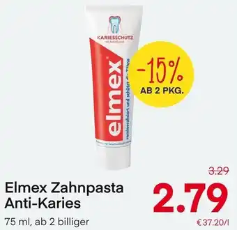 MPreis Elmex Zahnpasta Anti-Karies 75 ml, ab 2 billiger Angebot