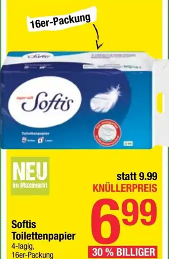 Maximarkt Softis Toilettenpapier 4-lagig, 16er-Packung Angebot