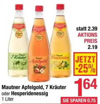 Maximarkt Mautner Apfelgold, 7 Kräuter oder Hesperidenessig 1 Liter Angebot