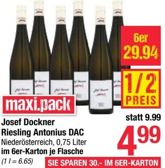 Maximarkt Josef Dockner Riesling Antonius DAC Niederösterreich, 0,75 Liter im 6er-Karton je Flasche Angebot