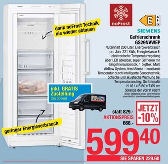 Maximarkt SIEMENS Gefrierschrank GS29NVWEP Angebot