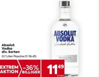 Billa Absolut Vodka div. Sorten 0,7 Liter Flasche Angebot