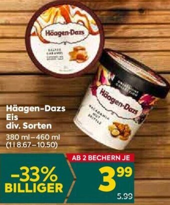 Billa Häagen-Dazs Eis div. Sorten 380 ml - 460 ml Angebot