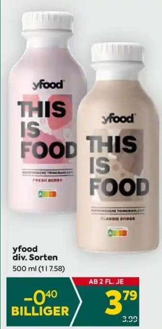 Billa yfood div. Sorten 500 ml Angebot