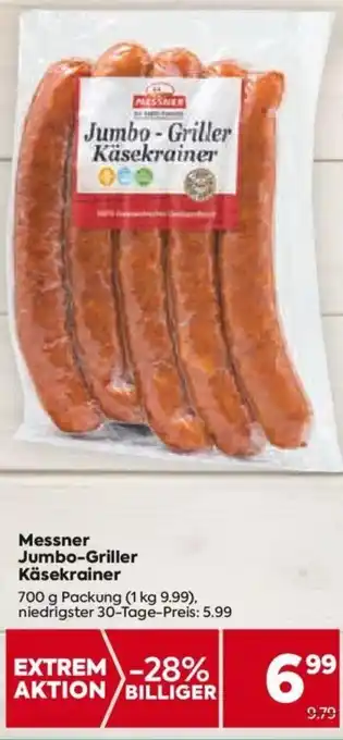 Billa Messner Jumbo-Griller Käsekrainer 700 g Packung Angebot